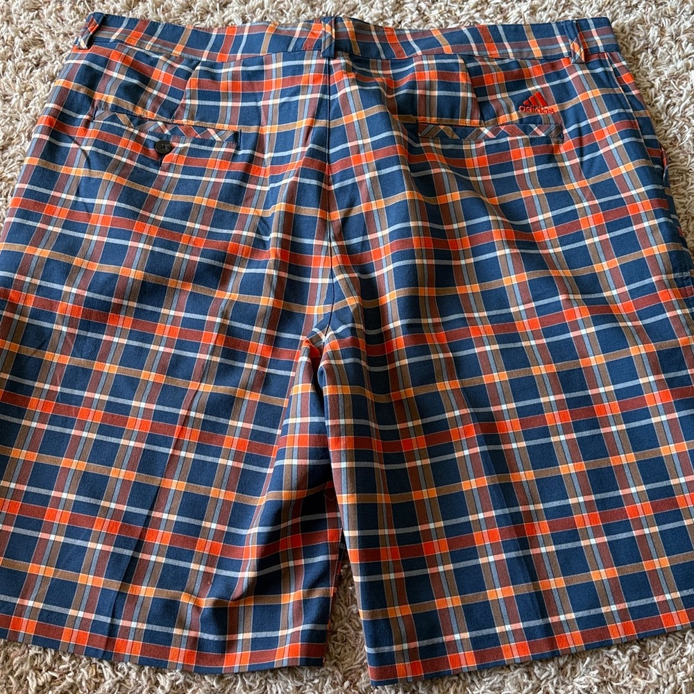 adidas Men's Plaid Shorts - Navy and Orange - Picture 3 of 3
